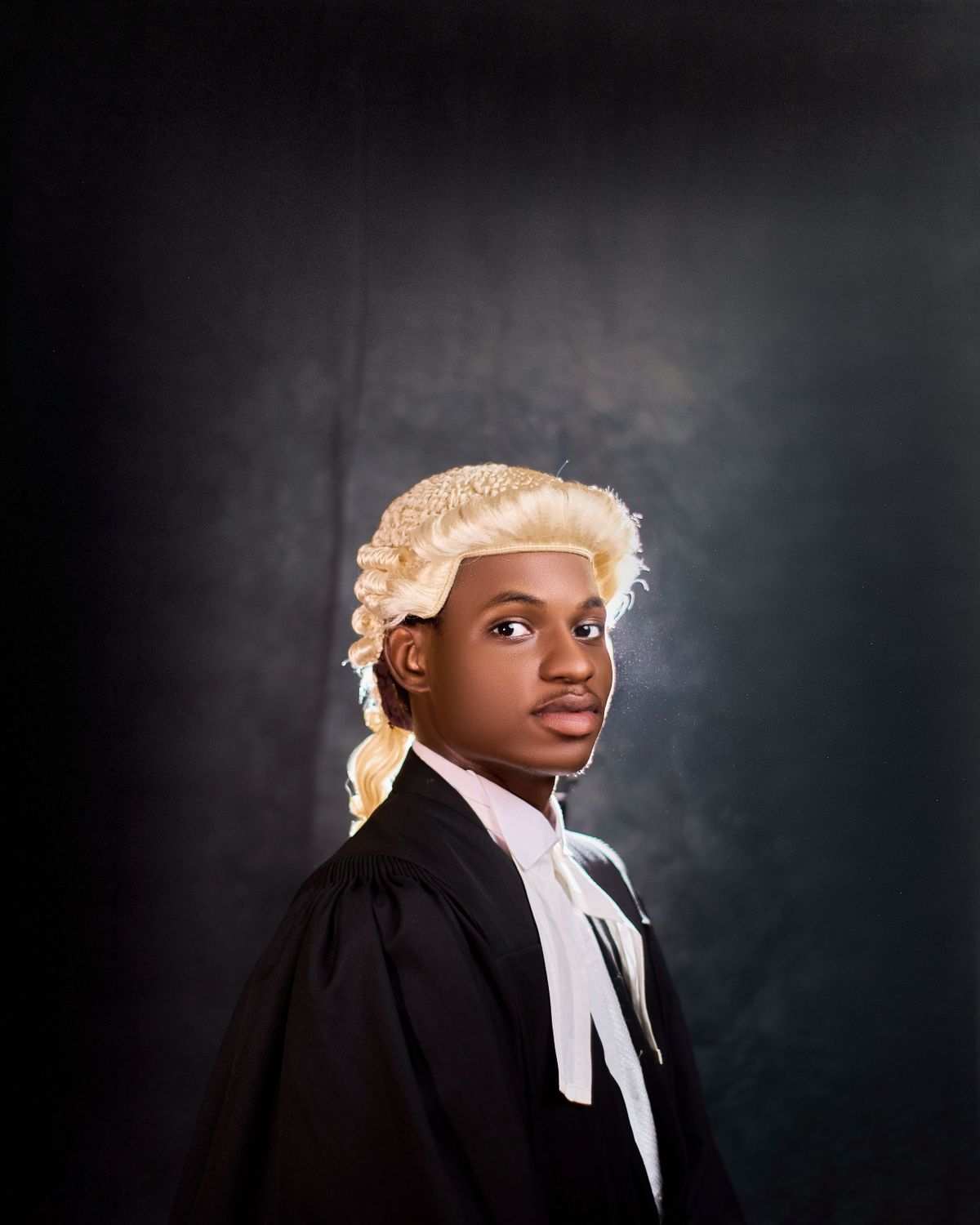 A Nigerian lawyer in barrister wig and gown